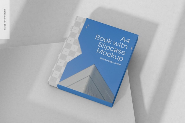 A4 book with slipcase mockup top view