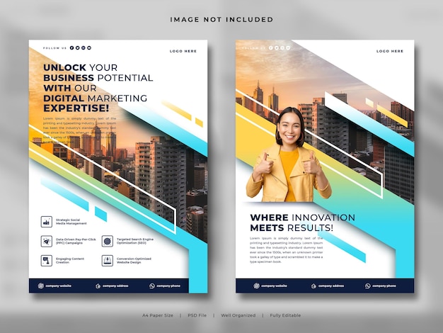 PSD a4 business flyer design template