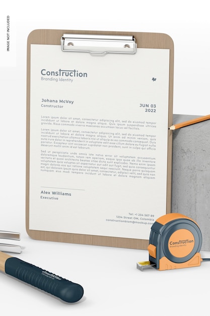 PSD a4 clipboard mockup leaned