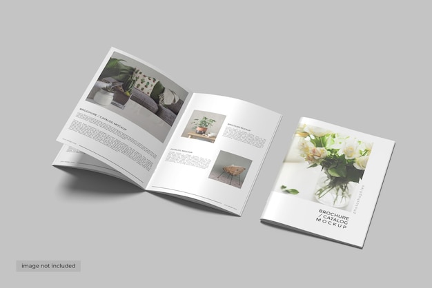 PSD a4 cover and opened brochure catalog mockup design