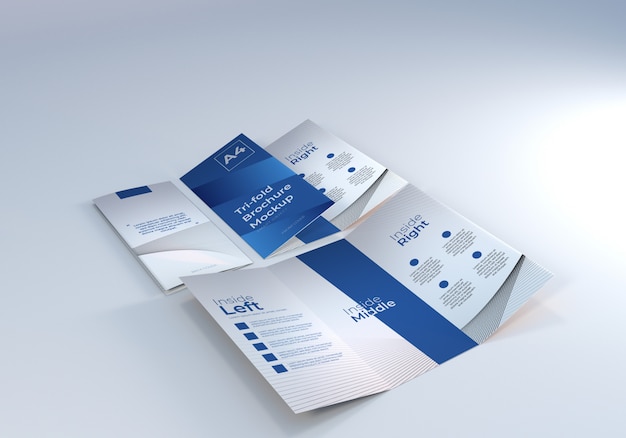 PSD a4 driebladige brochure papieren mockup voor presentatie