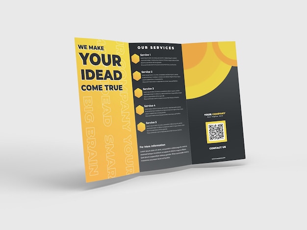 A4 driebladige realistische brochure flyer mockup voor reclame bedrijfsprofiel en merkidentiteit