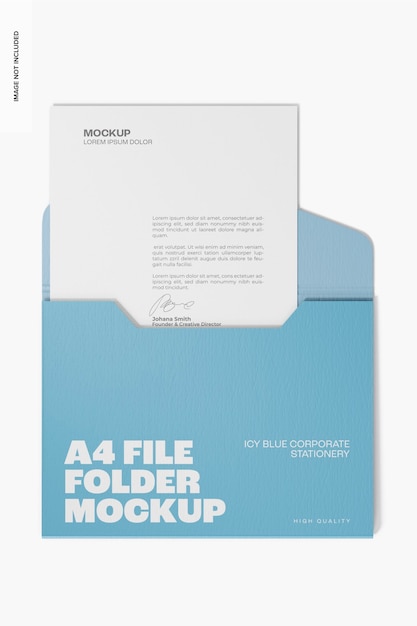 A4 file folder mockup, top view