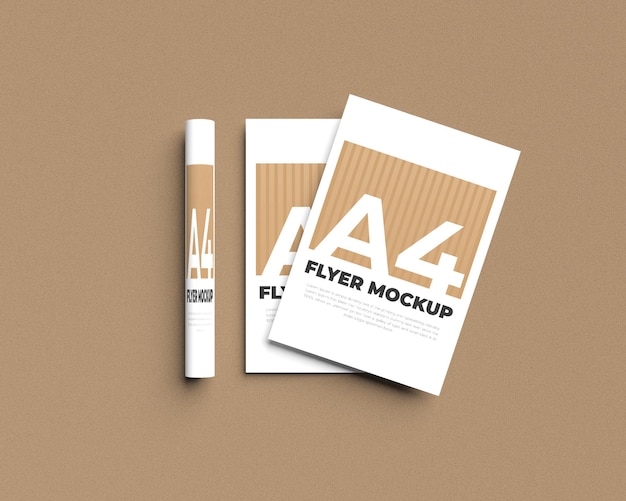 A4 Flyer or Poster Mockup in 3d rendering