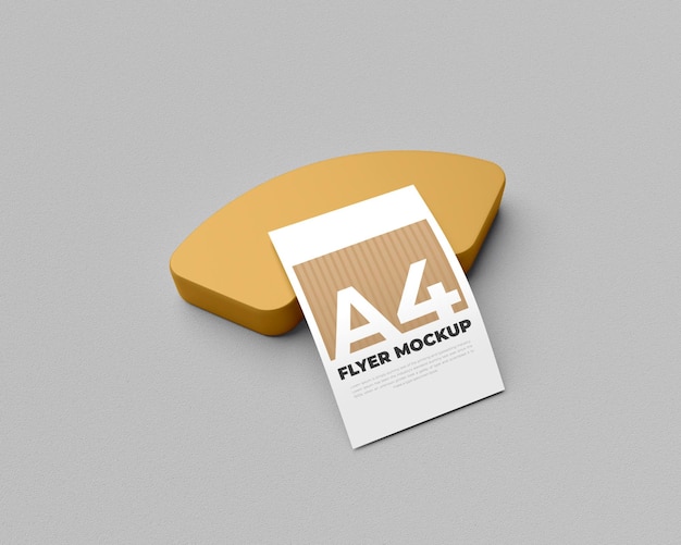 A4 flyer or poster mockup with 3d wood background