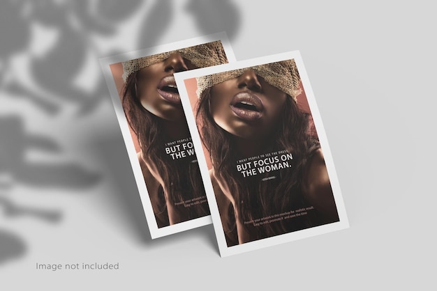 PSD a4 flyer poster mockup with shadow