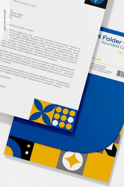 A4 Folders with Rounded Corners Mockup, Close Up