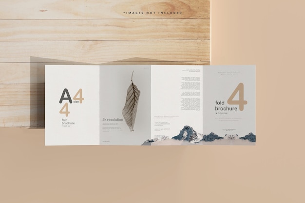 A4-formaat viervoudige brochure mockup