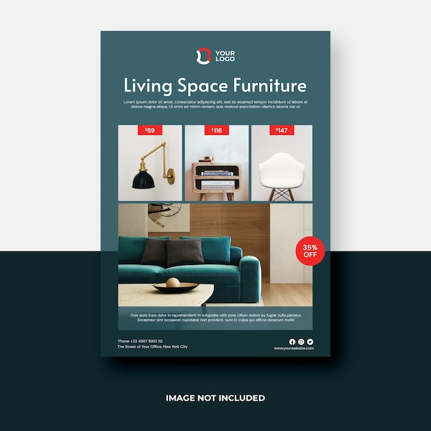 Premium PSD | A4 furniture sale flyer template design