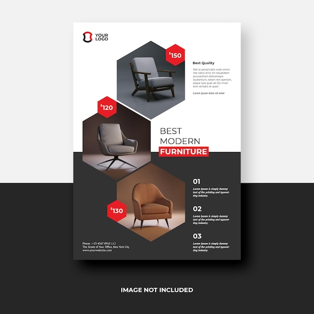 PSD a4 furniture sale flyer template design