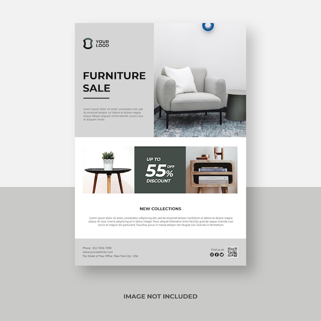 A4 furniture sale flyer template design