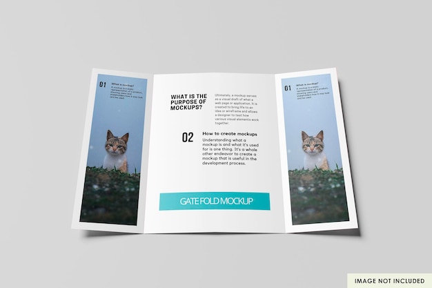 PSD a4 gatefold brochure open mockup