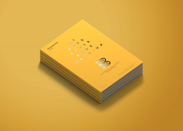 PSD a4 hard cover book mockup