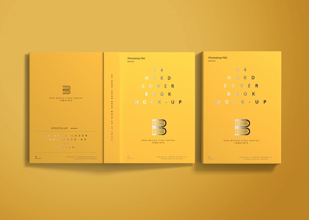 PSD a4 hard cover book mockup