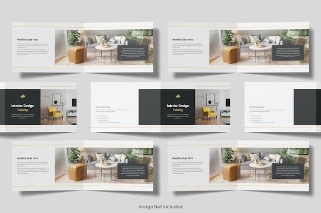 PSD a4 landscape bifold catalog brochure mockup