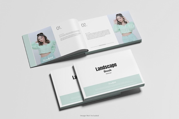 Mockup di libri orizzontali a4