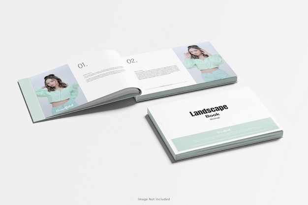 A4 landscape book mockup