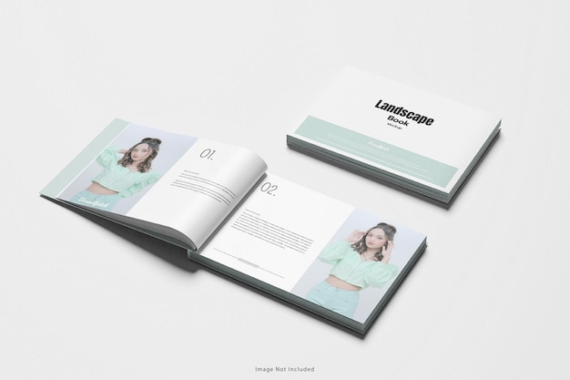 PSD mockup di libri orizzontali a4