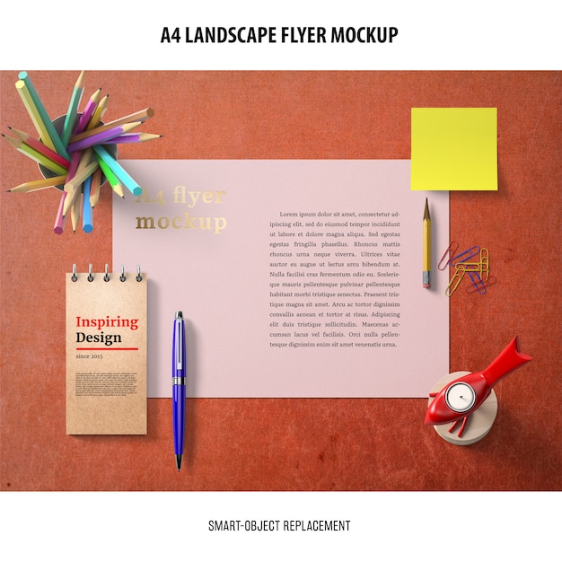 A4 Landscape Flyer Mockup