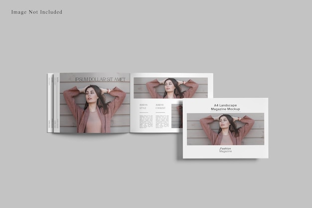 PSD a4 landscape magazine mockup