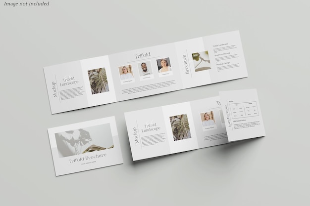 a4 landscape trifold brochure mockup