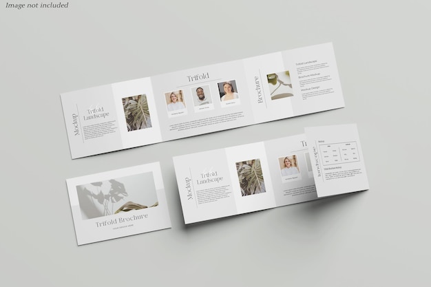 PSD a4 landscape trifold brochure mockup