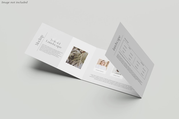 A4 landscape trifold brochure mockup