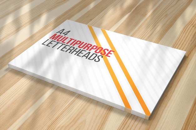 A4 letterheads stack close up view mockup