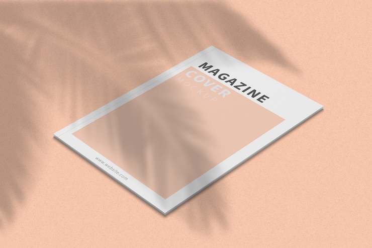 A4 Magazine Cover Mockup Right View