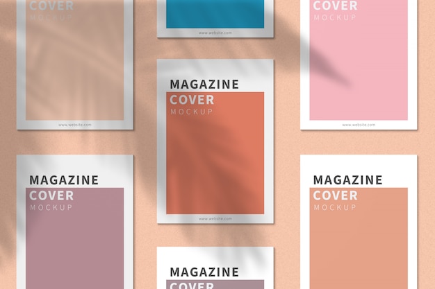 PSD mockup di copertina di una rivista a4 vista dall'alto