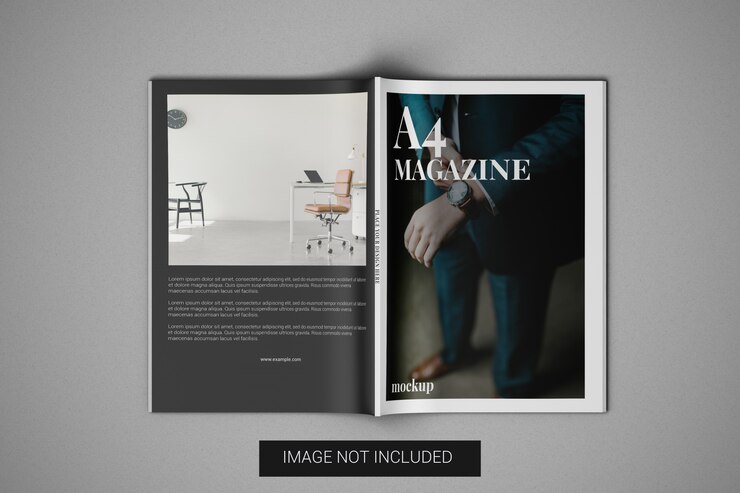 A4 magazine mockup front cover and back cover