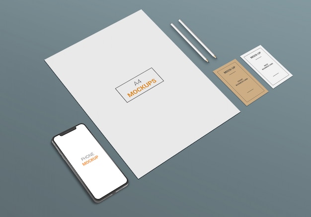 PSD a4 page and business card mock-up