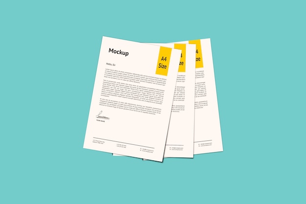 A4 page three paper mockup