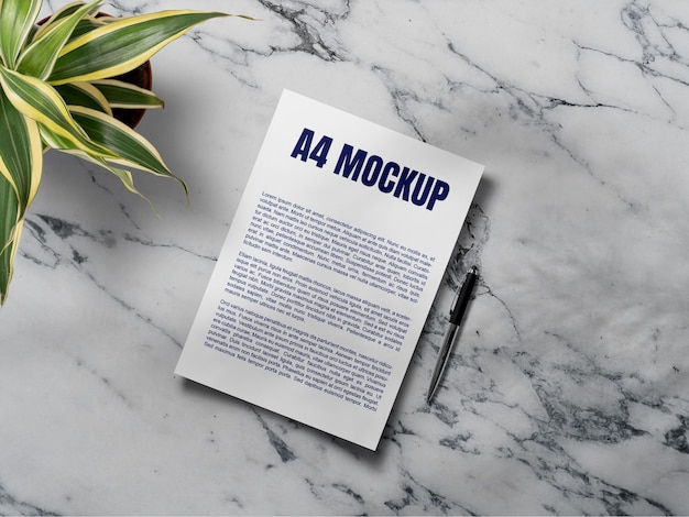 Modello psd di progettazione mockup di documento cartaceo a4