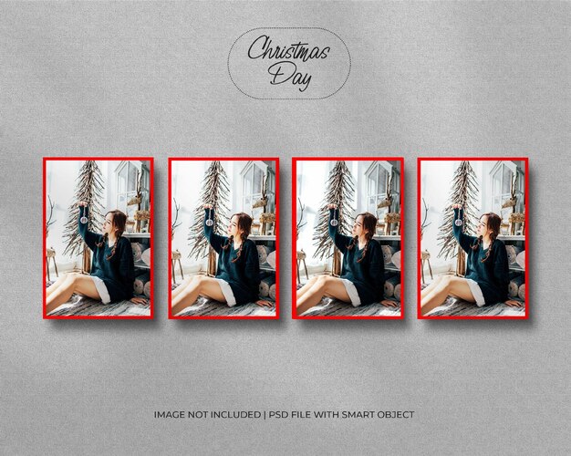 A4 paper frame photo mockup for christmas and merry christmas day