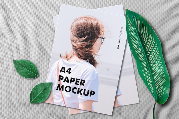 Foglio a4 su mockup fsbric psd