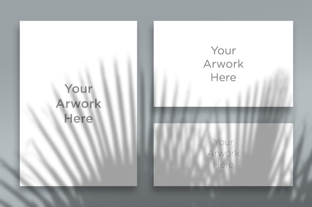 A4 Paper Greeting card and Envelope Mockup with leaves shadow