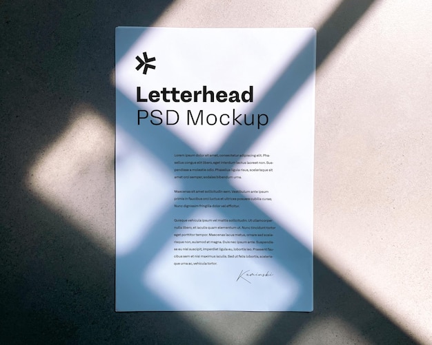 A4 Paper letterhead mockup with window overlay shadow