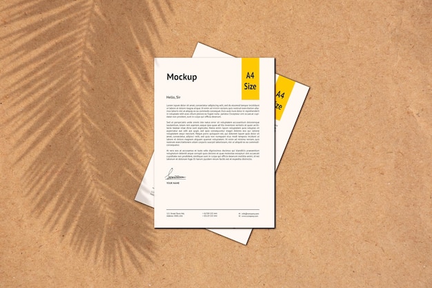 A4 paper mockup design rendering isolato