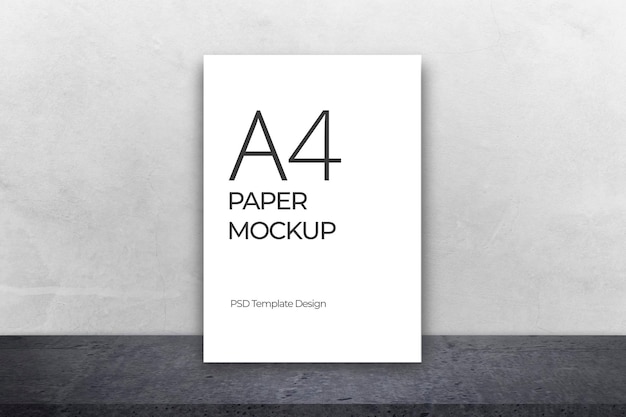 A4 Paper Mockup with Wall Background