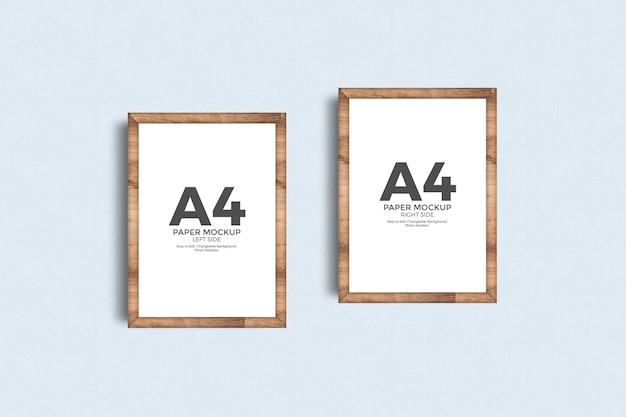 Cornice per poster in carta a4 su mockup da parete