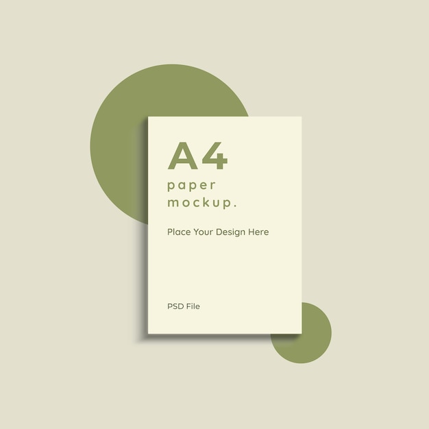 PSD tema verde di mockup di vettore di carta a4