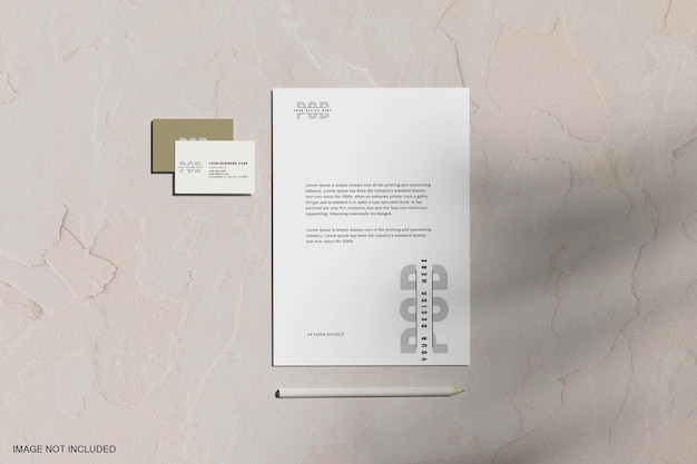 PSD Бумага а4 с макетом визитной карточки