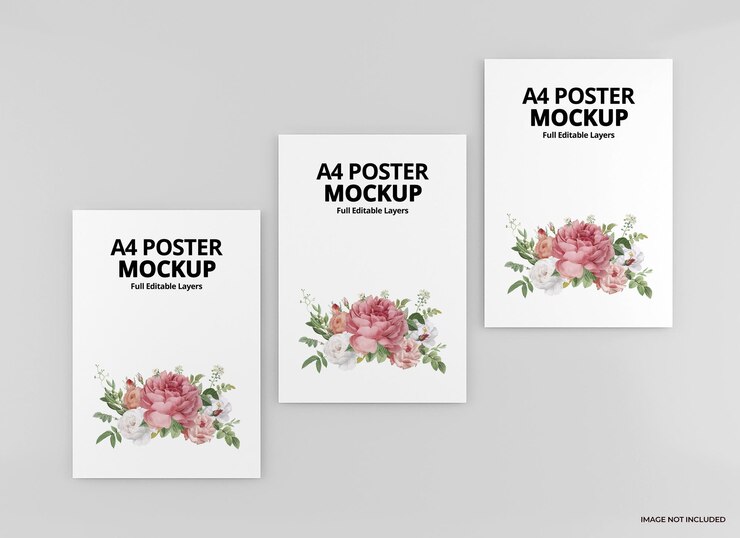 A4 poster mockup design rendering isolated