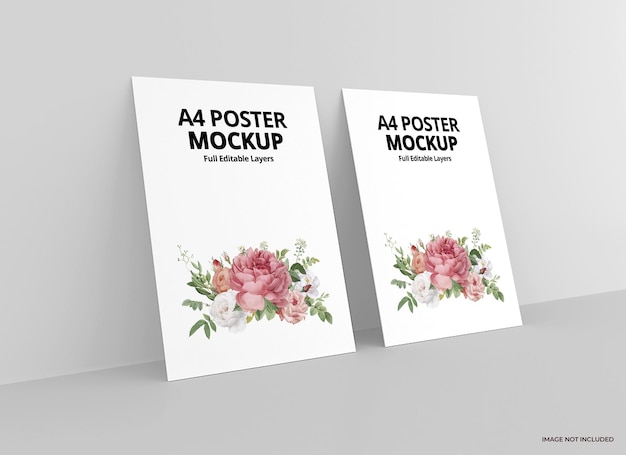 A4 poster mockup design rendering isolato