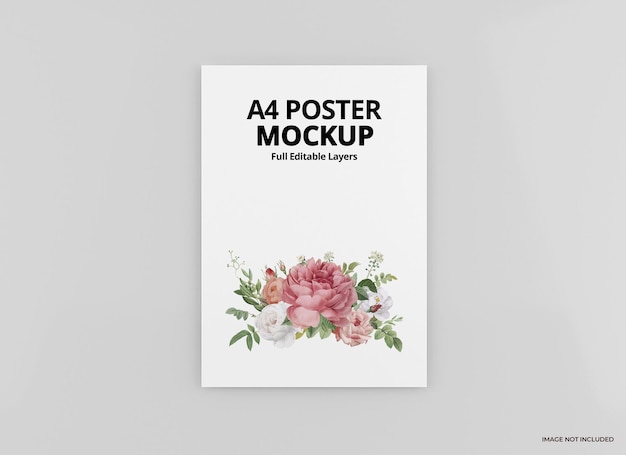 PSD a4 poster mockup ontwerp rendering geïsoleerd