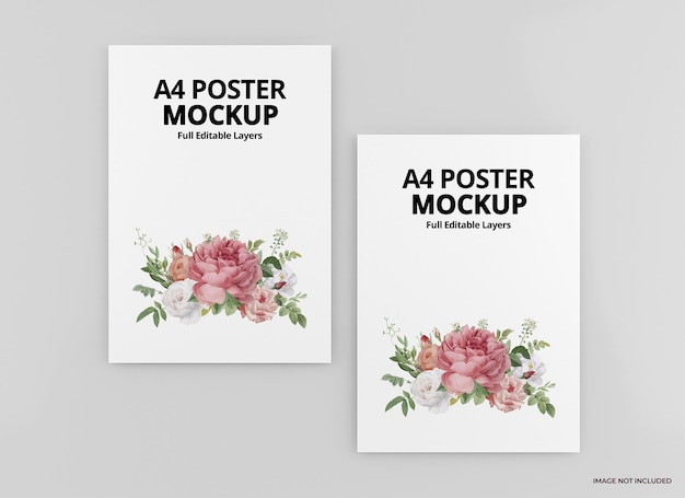 A4 poster mockup ontwerp rendering geïsoleerd