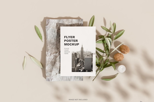 A4 posters flyer with leaf mockup