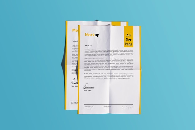 A4 realistische vouwen papier mockup ontwerpweergave geïsoleerd