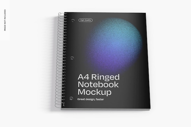 PSD a4 ringed notebook mockup high angle view